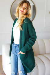 Stripe Textured Open Front Cardigan with Pockets Haptics